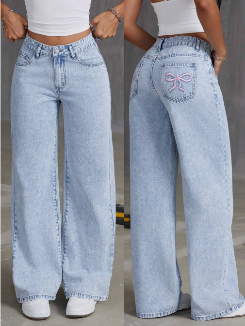 Low Waist Bow Jeans