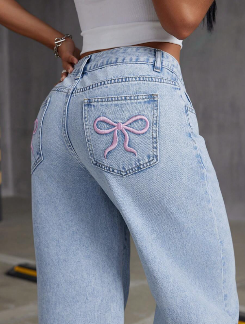 Low Waist Bow Jeans