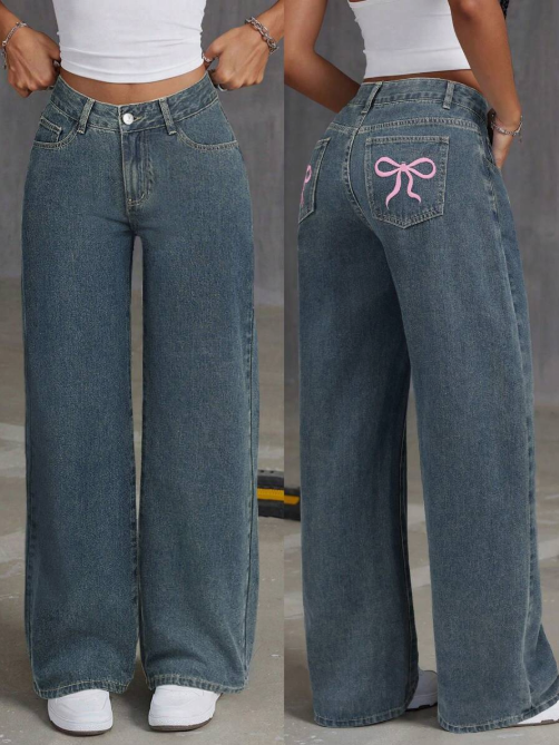 Low Waist Bow Jeans