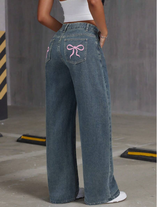 Low Waist Bow Jeans