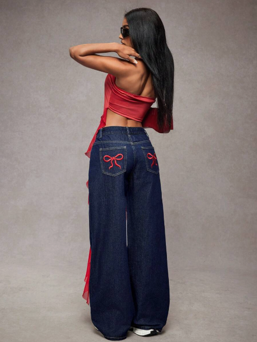 Low Waist Bow Jeans