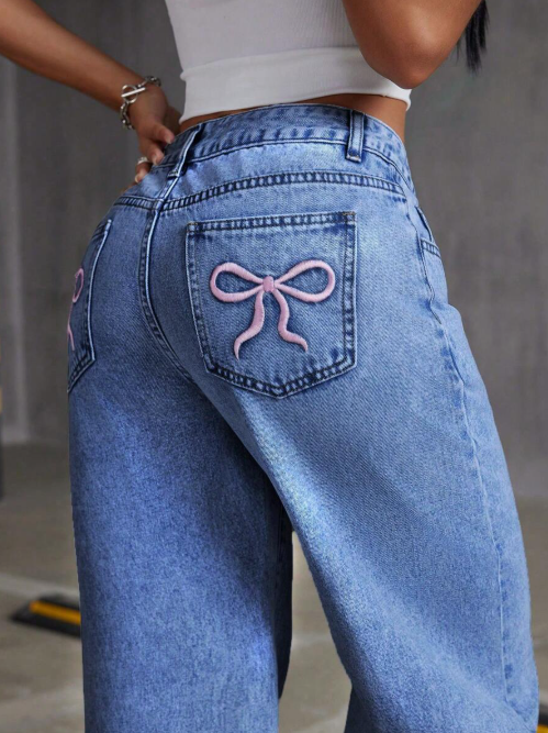 Low Waist Bow Jeans