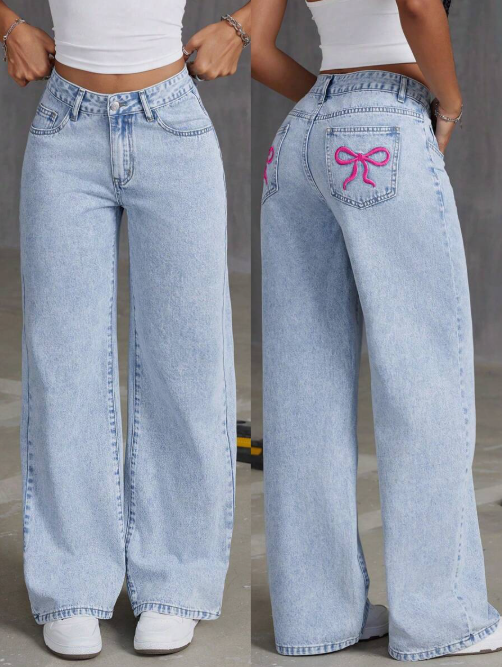 Low Waist Bow Jeans