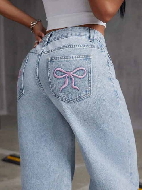Low Waist Bow Jeans