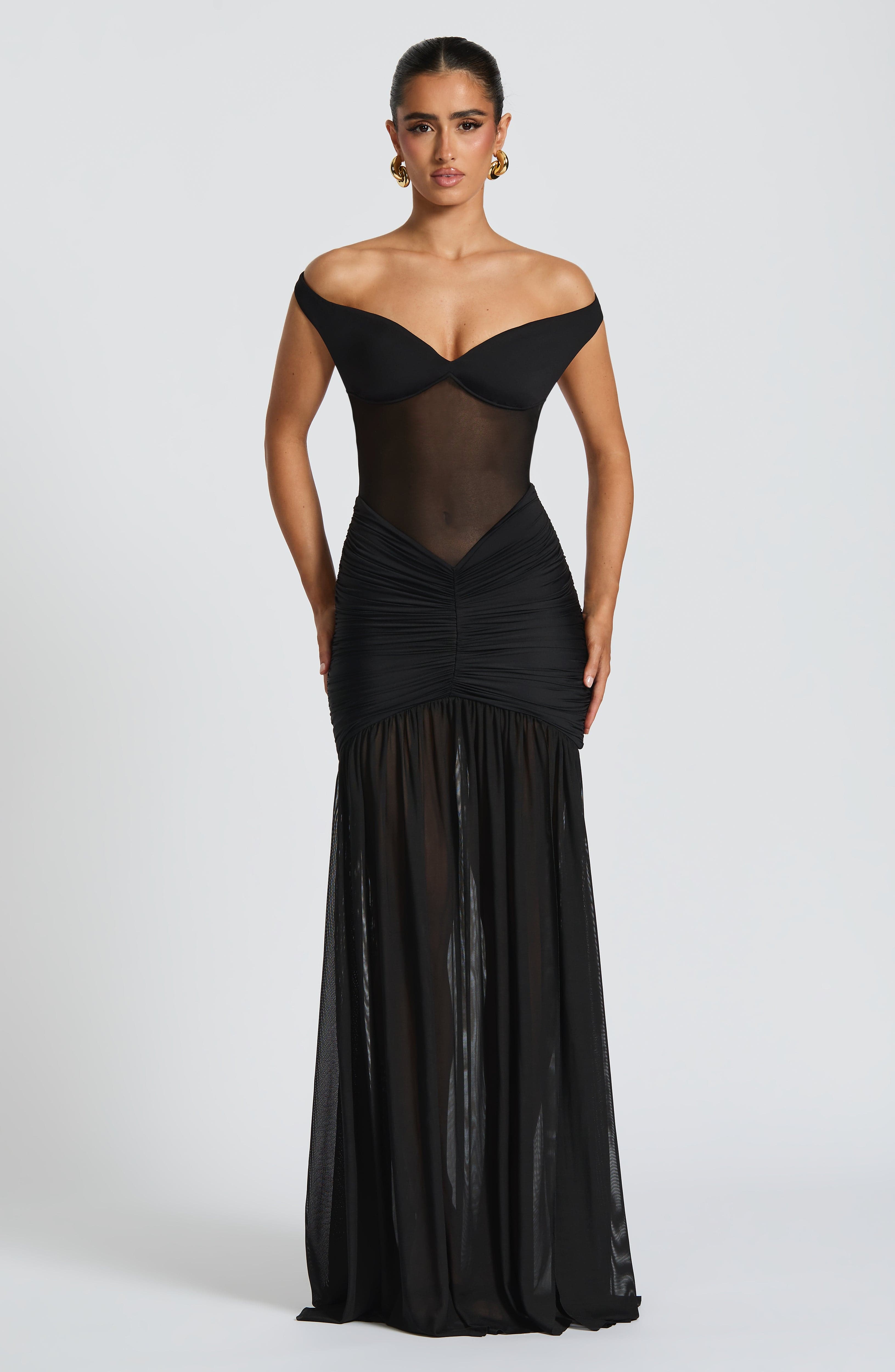 Midnight Elegance Mesh Maxi Dress