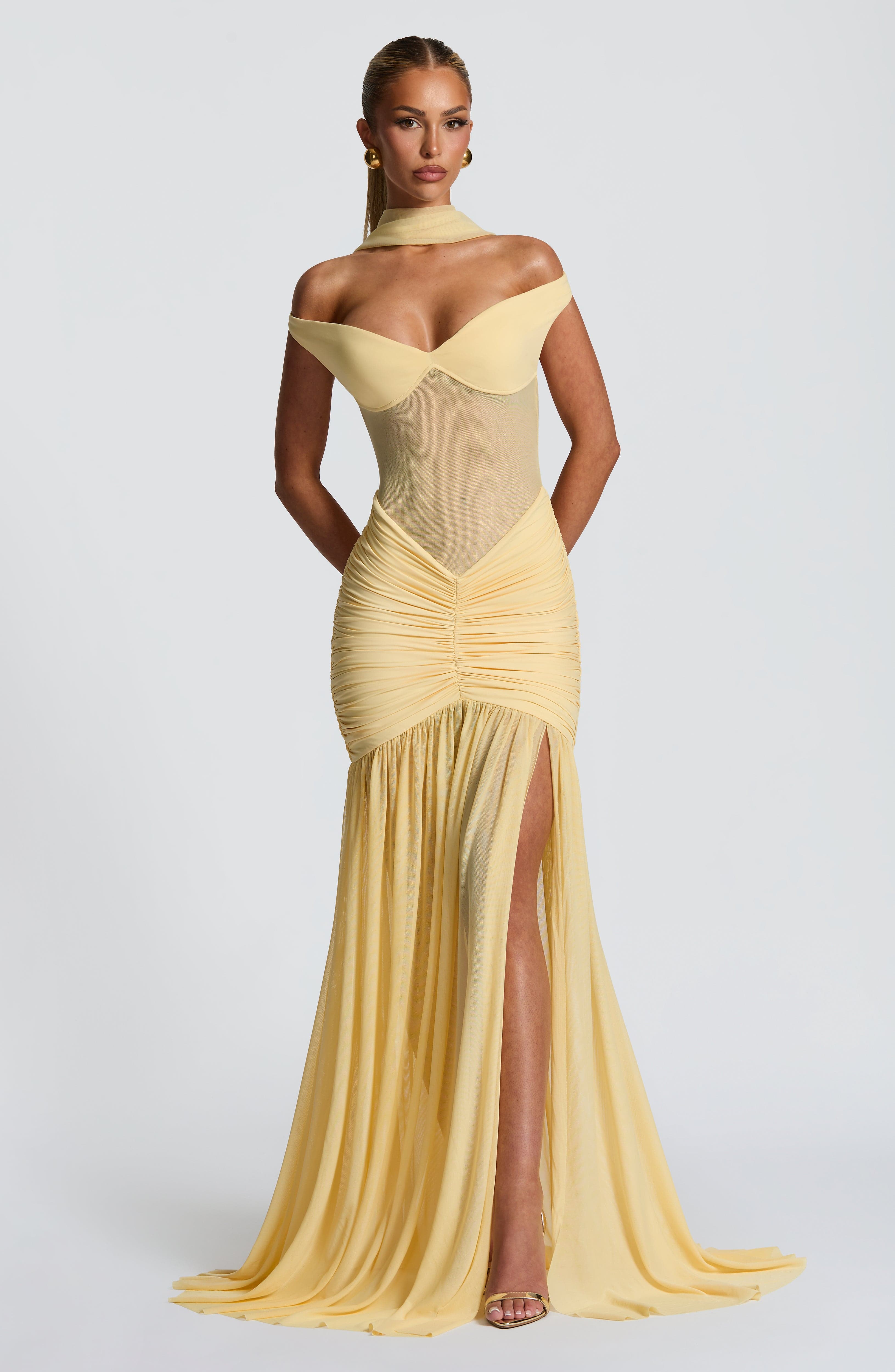Lemon Breeze Mesh Maxi Dress