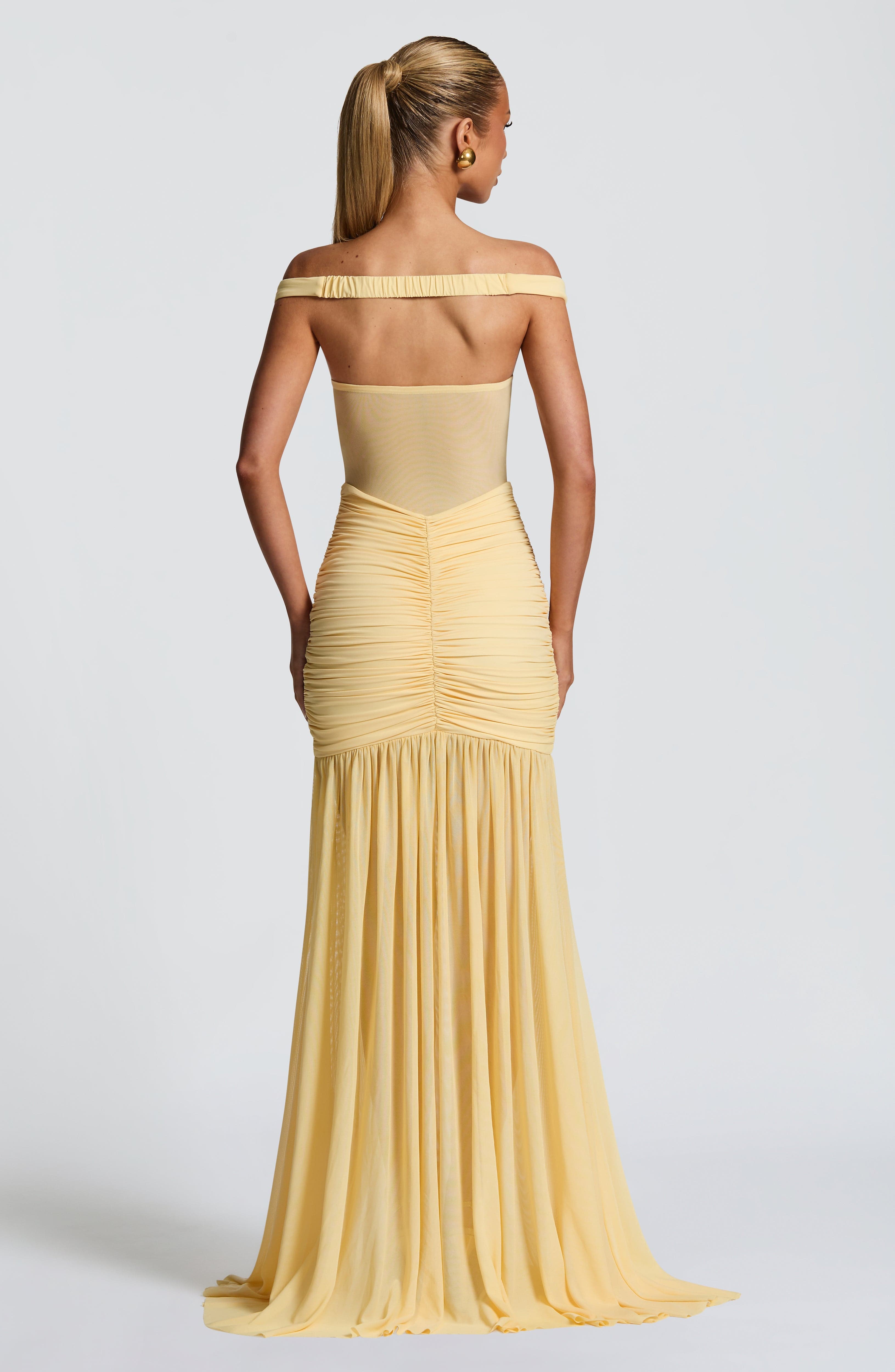 Lemon Breeze Mesh Maxi Dress