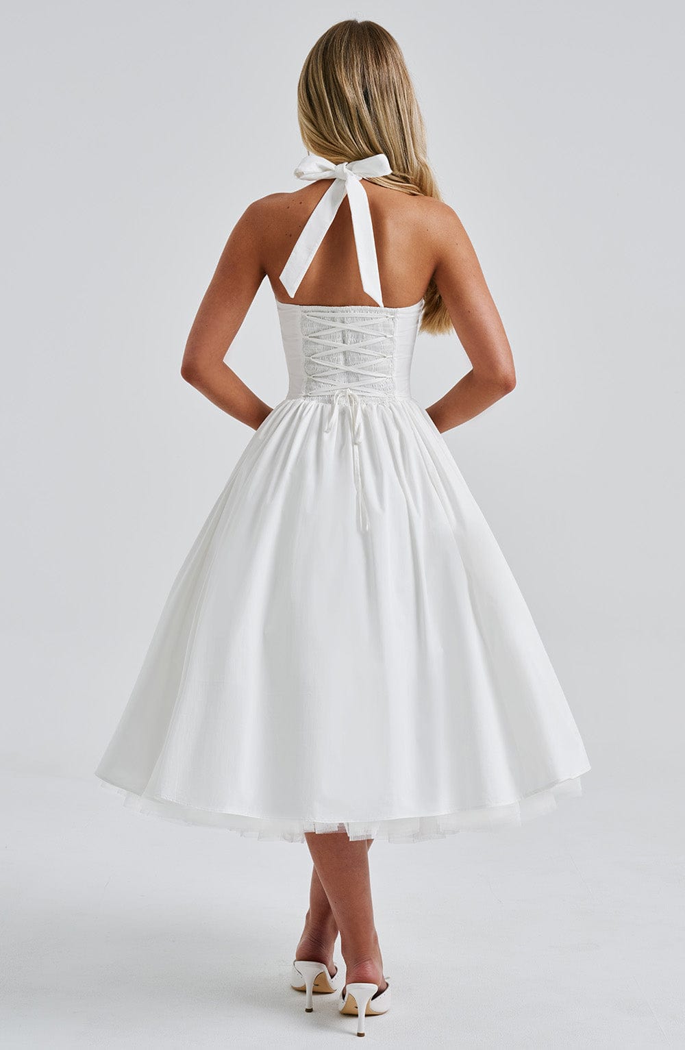 Ivory Cressida Halter Midi Dress