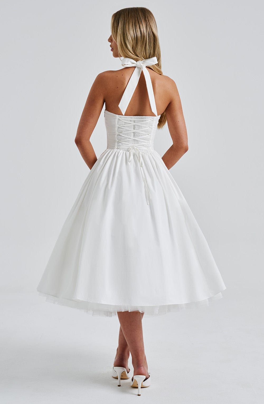 Ivory Cressida Halter Midi Dress