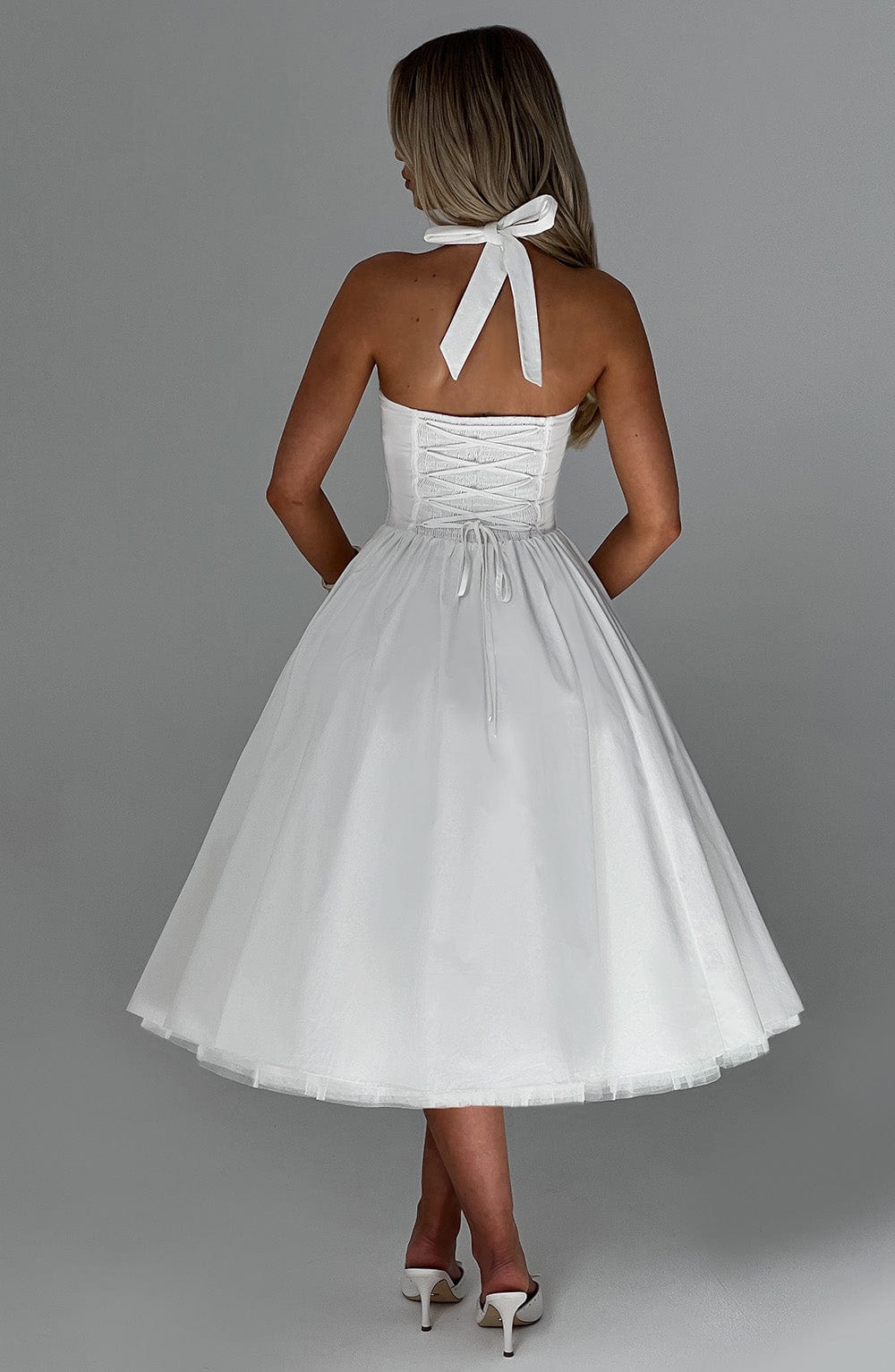 Ivory Cressida Halter Midi Dress