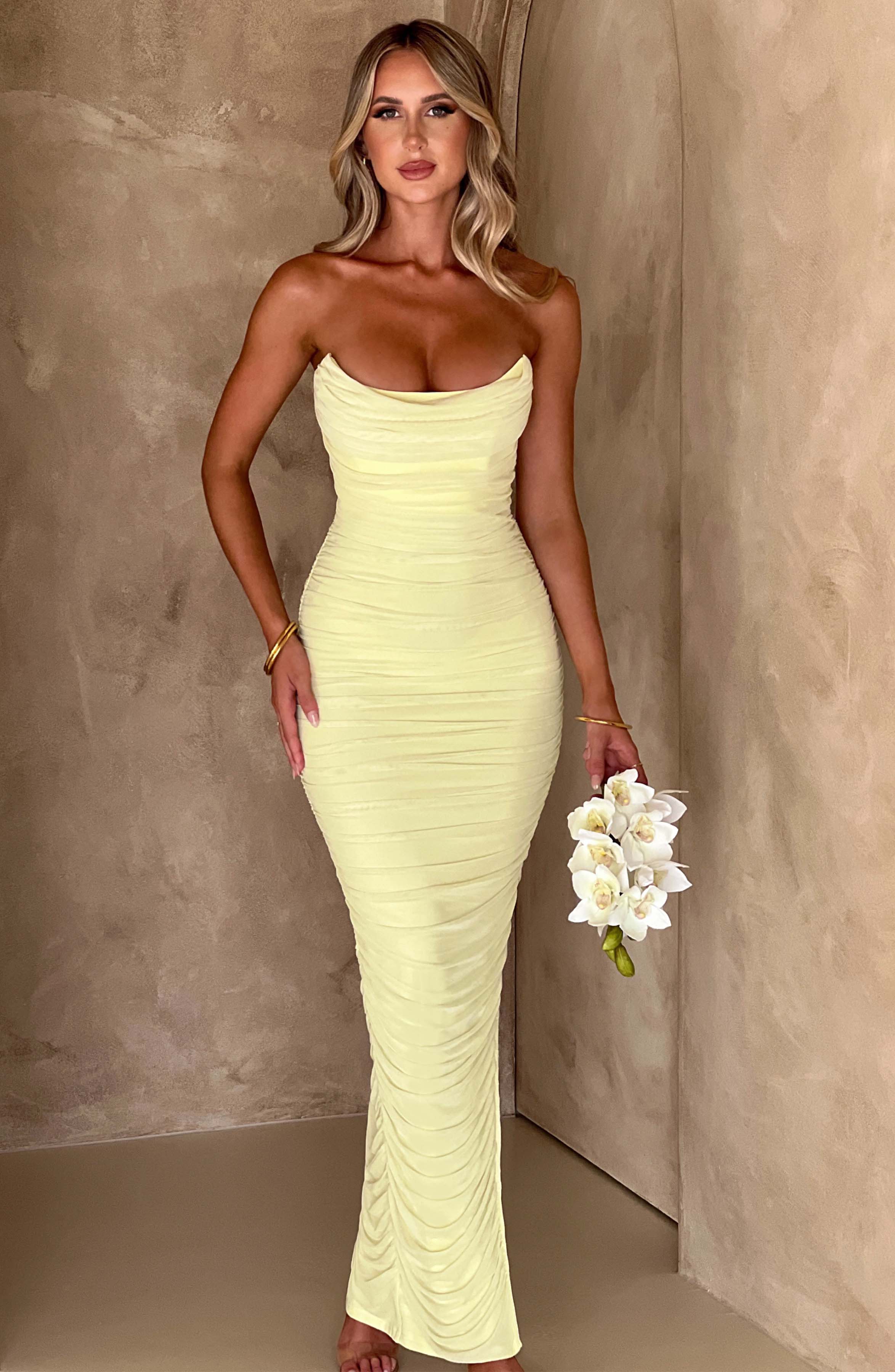 Lime Luxe Strapless Maxi Dress