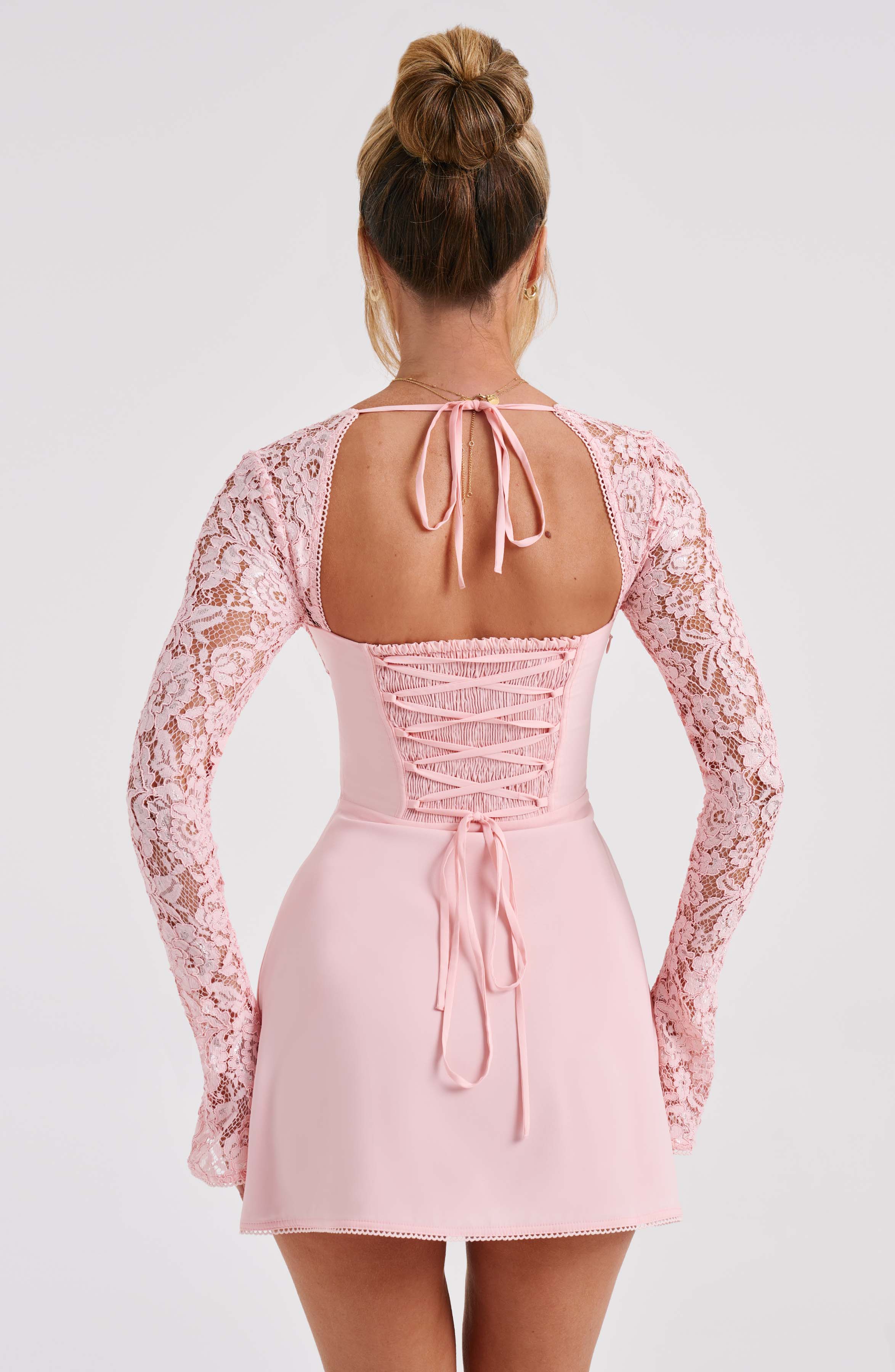 Blush Floral Lace Mini Dress