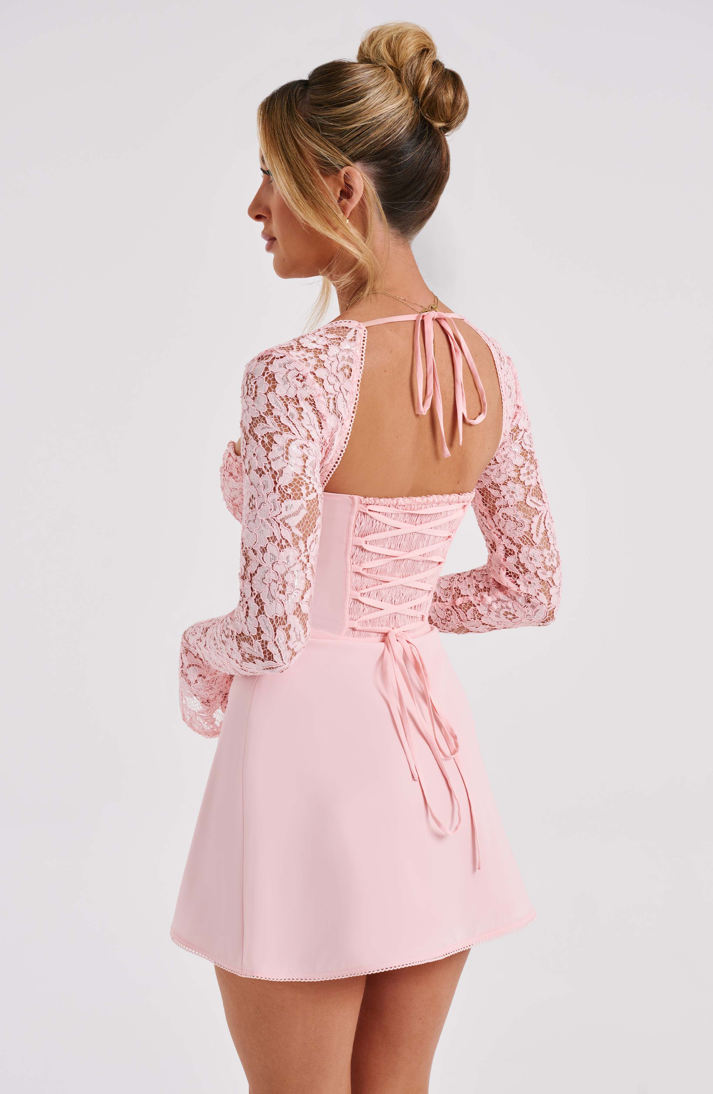 Blush Floral Lace Mini Dress