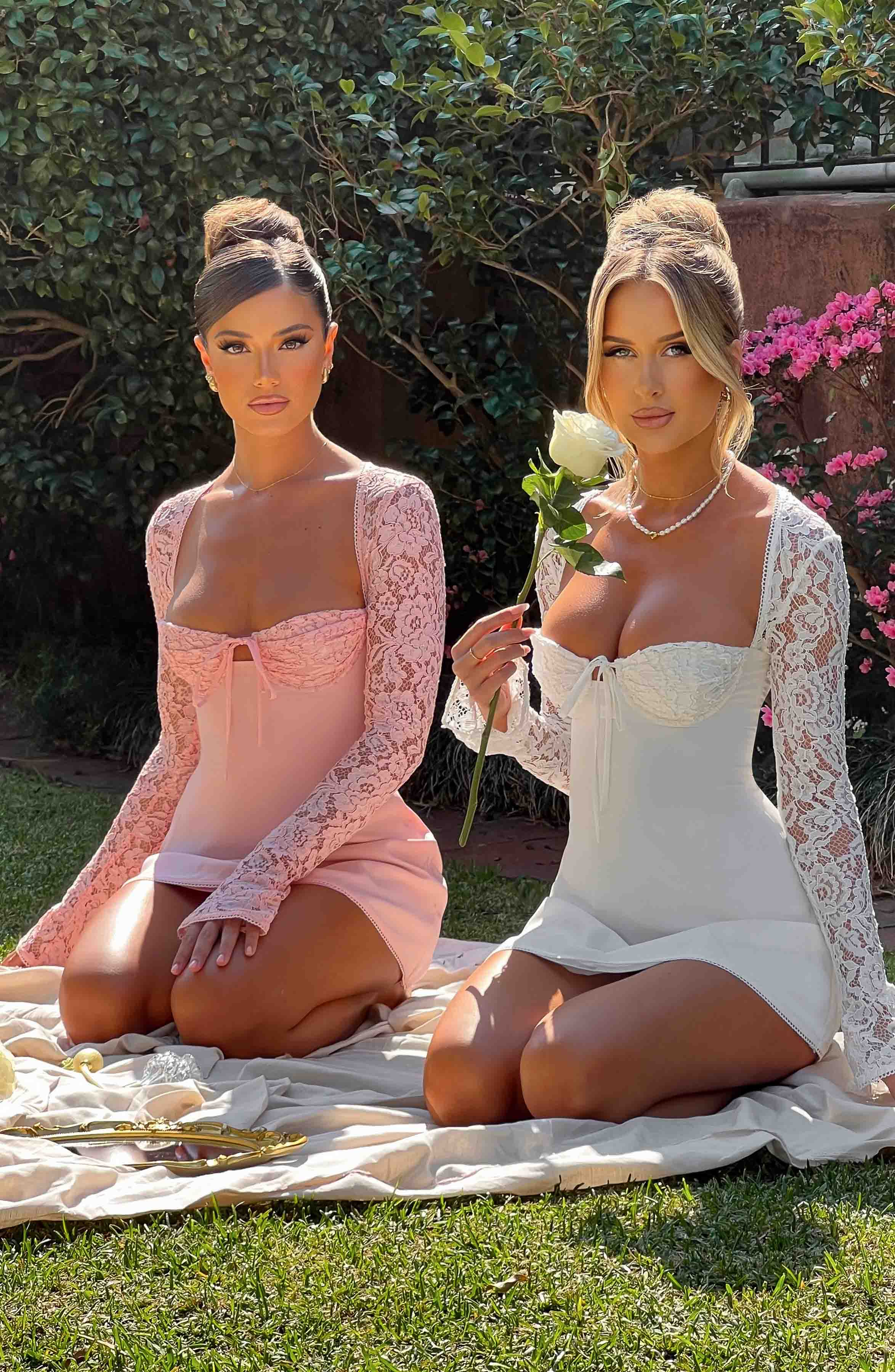 Blush Floral Lace Mini Dress