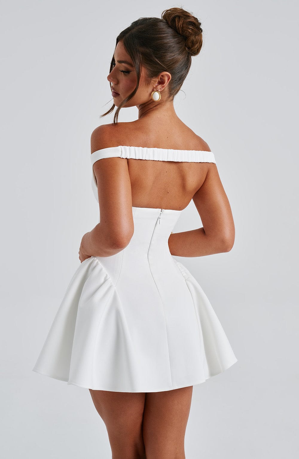 Ivory Marla Plunge Bardot Mini Dress