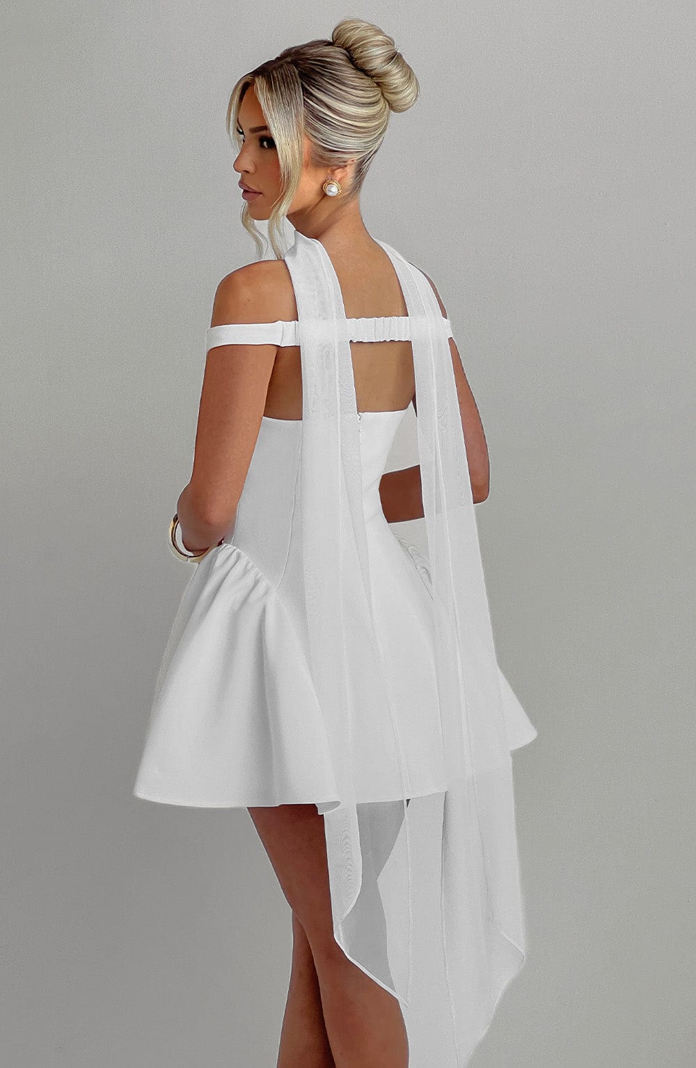Ivory Marla Plunge Bardot Mini Dress