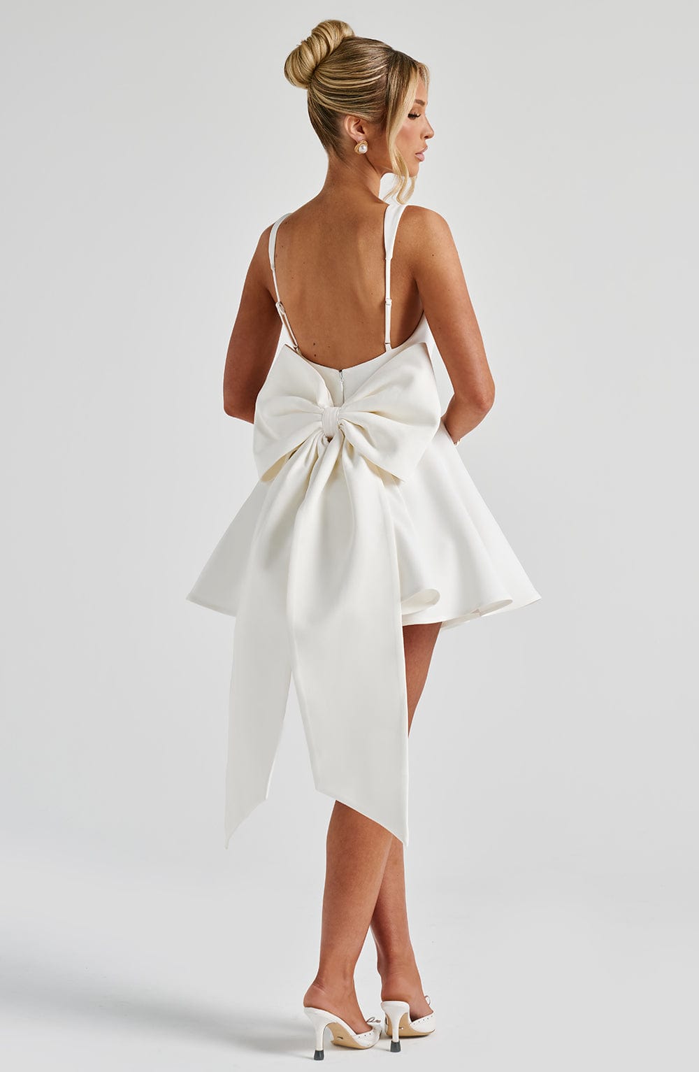 Ivory Charm Square Neck Mini Dress