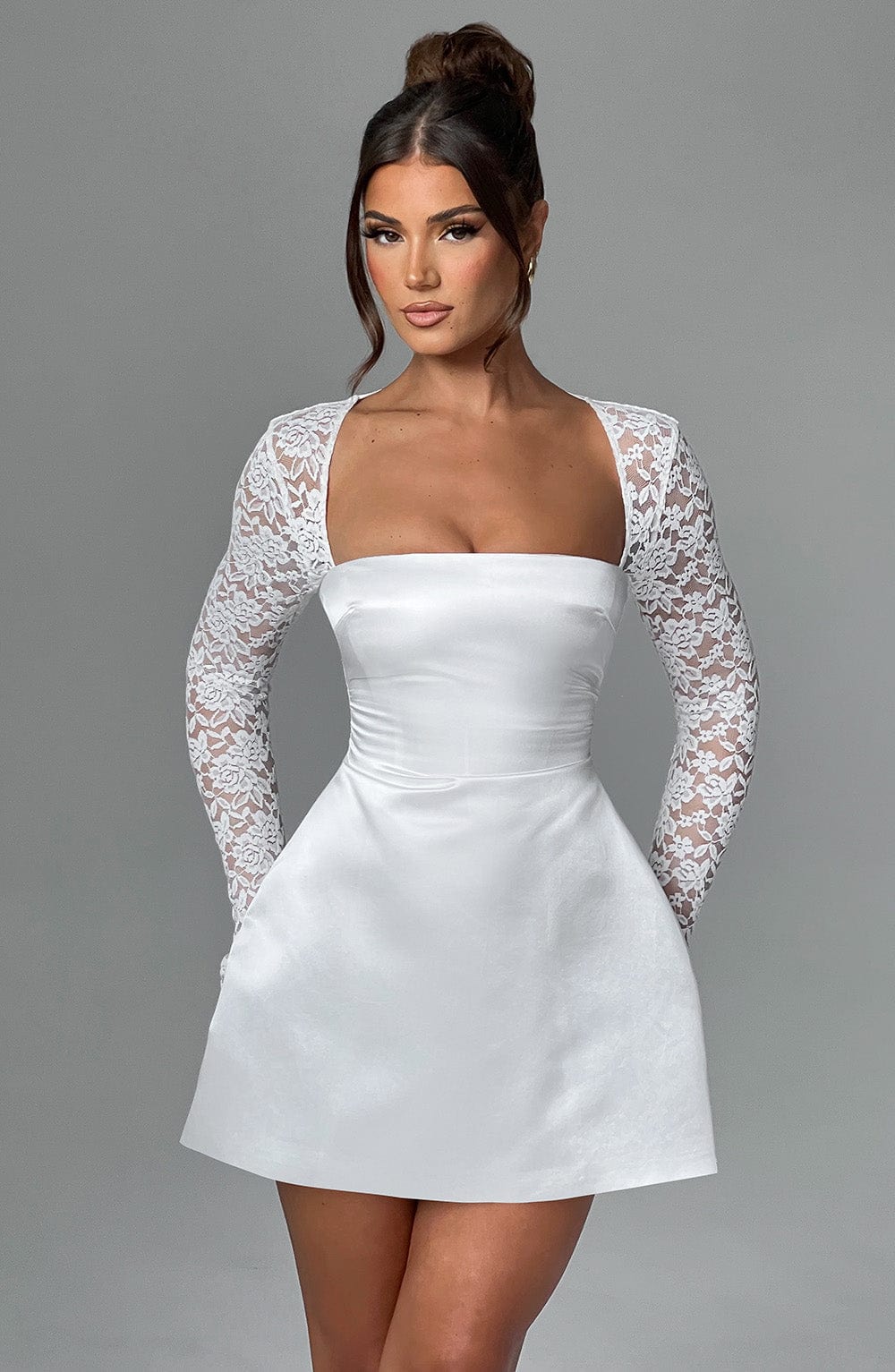 Ivory Romance Satin Mini Dress