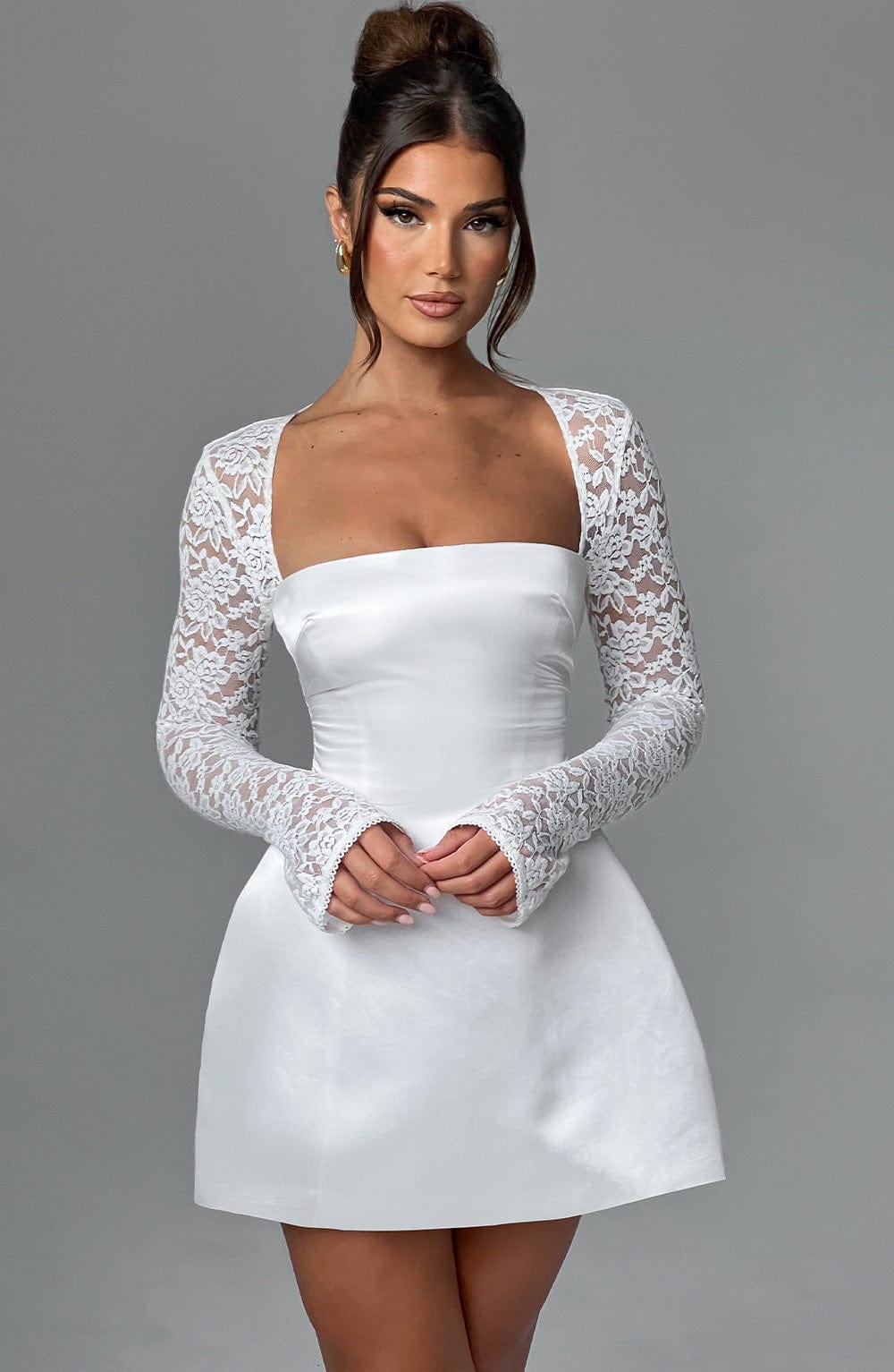Ivory Romance Satin Mini Dress