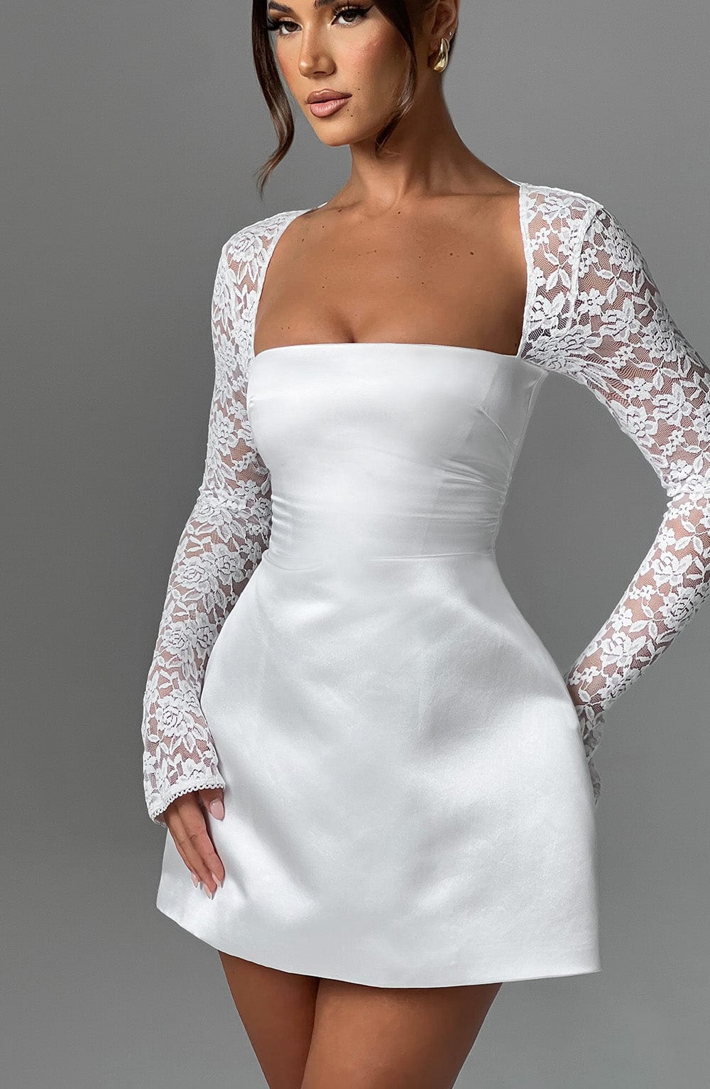 Ivory Romance Satin Mini Dress