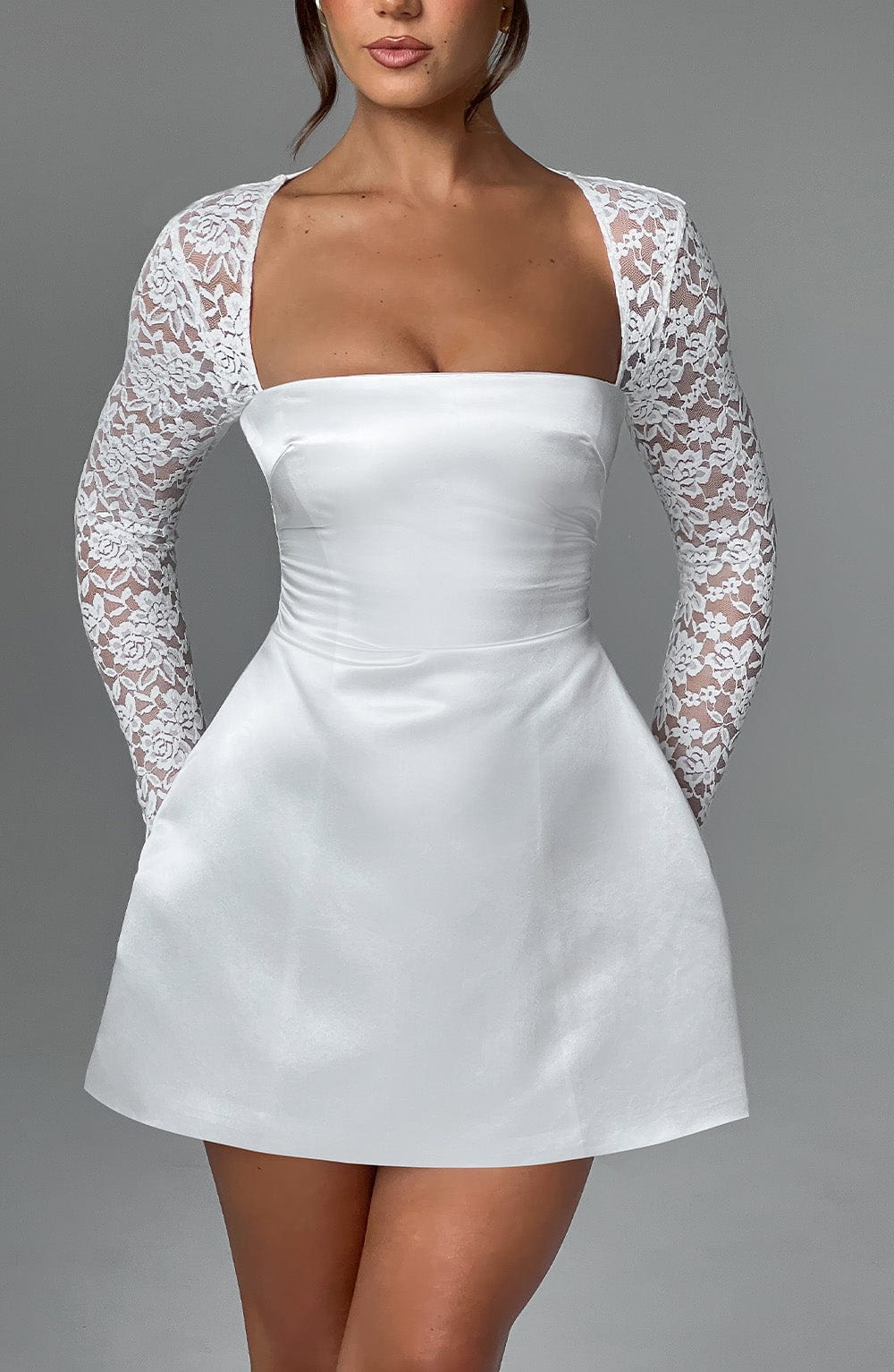 Ivory Romance Satin Mini Dress