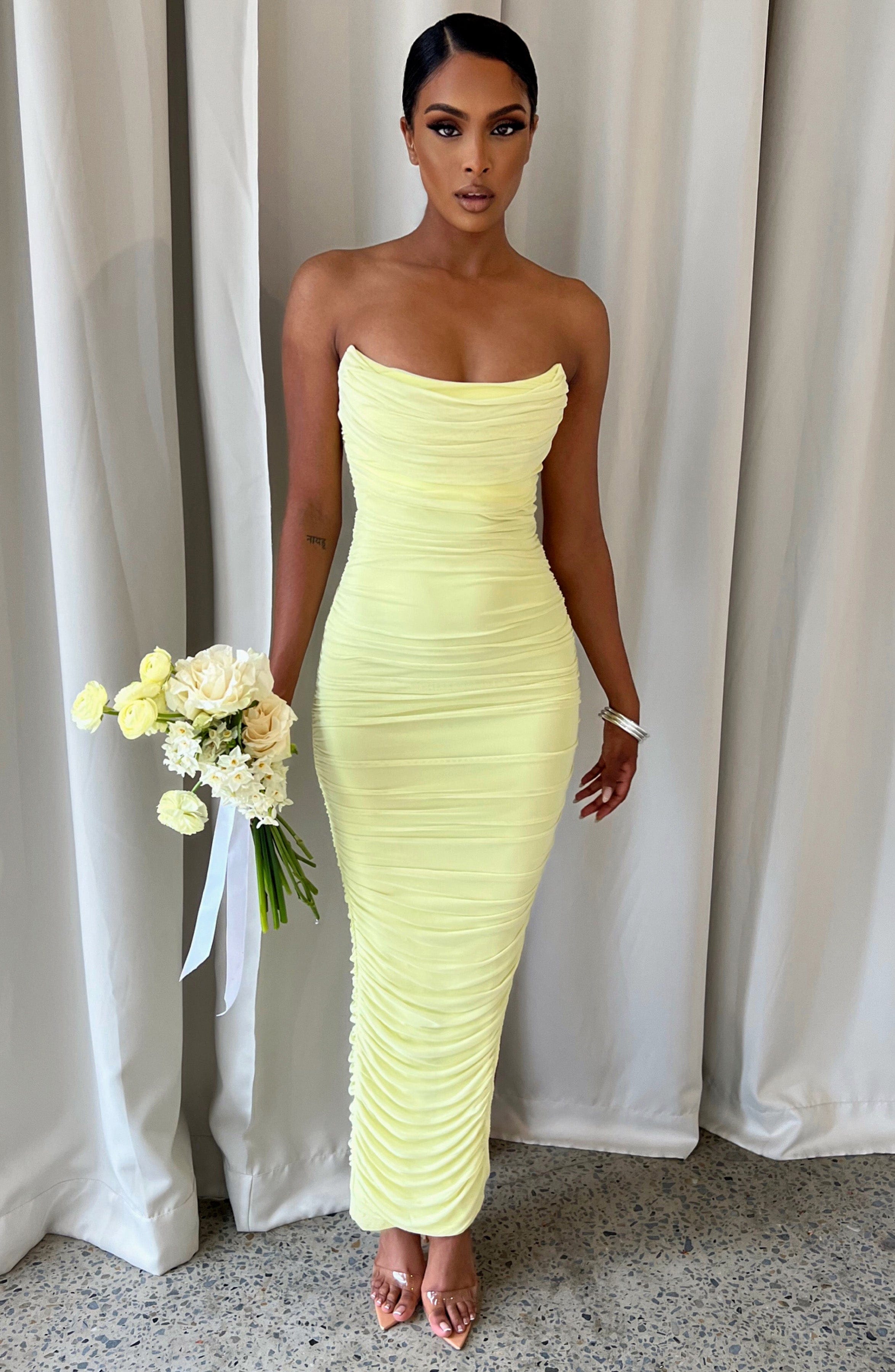 Lime Luxe Strapless Maxi Dress