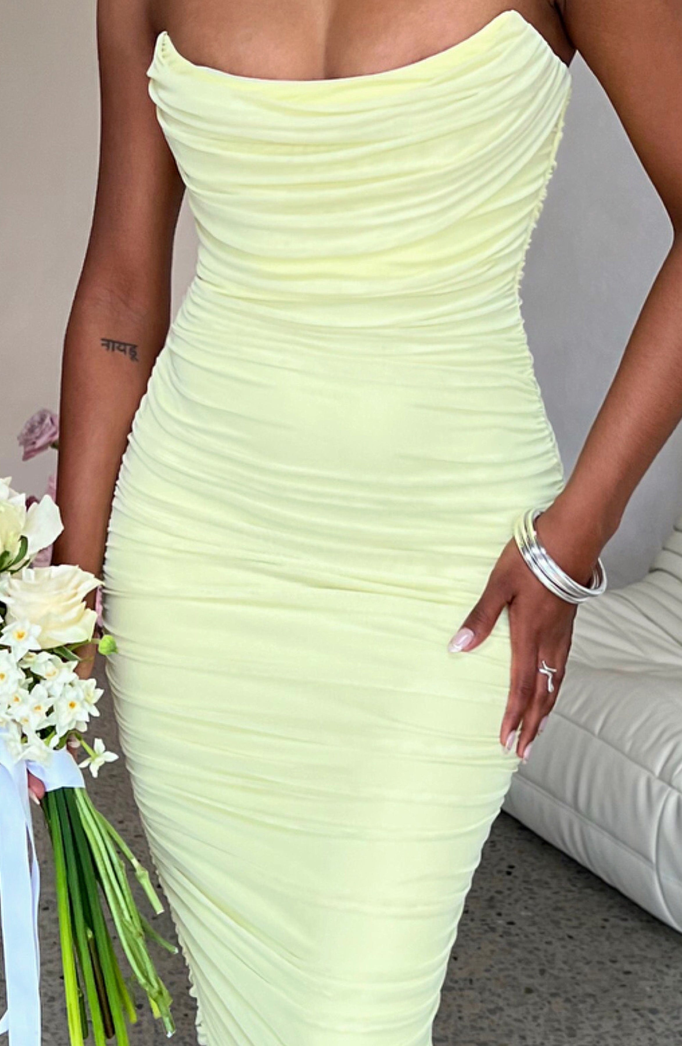 Lime Luxe Strapless Maxi Dress