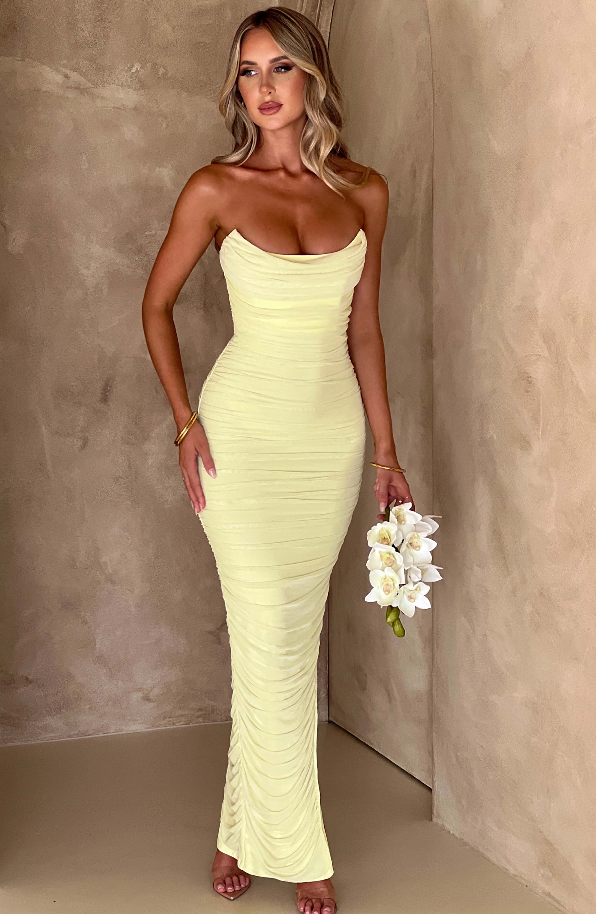 Lime Luxe Strapless Maxi Dress