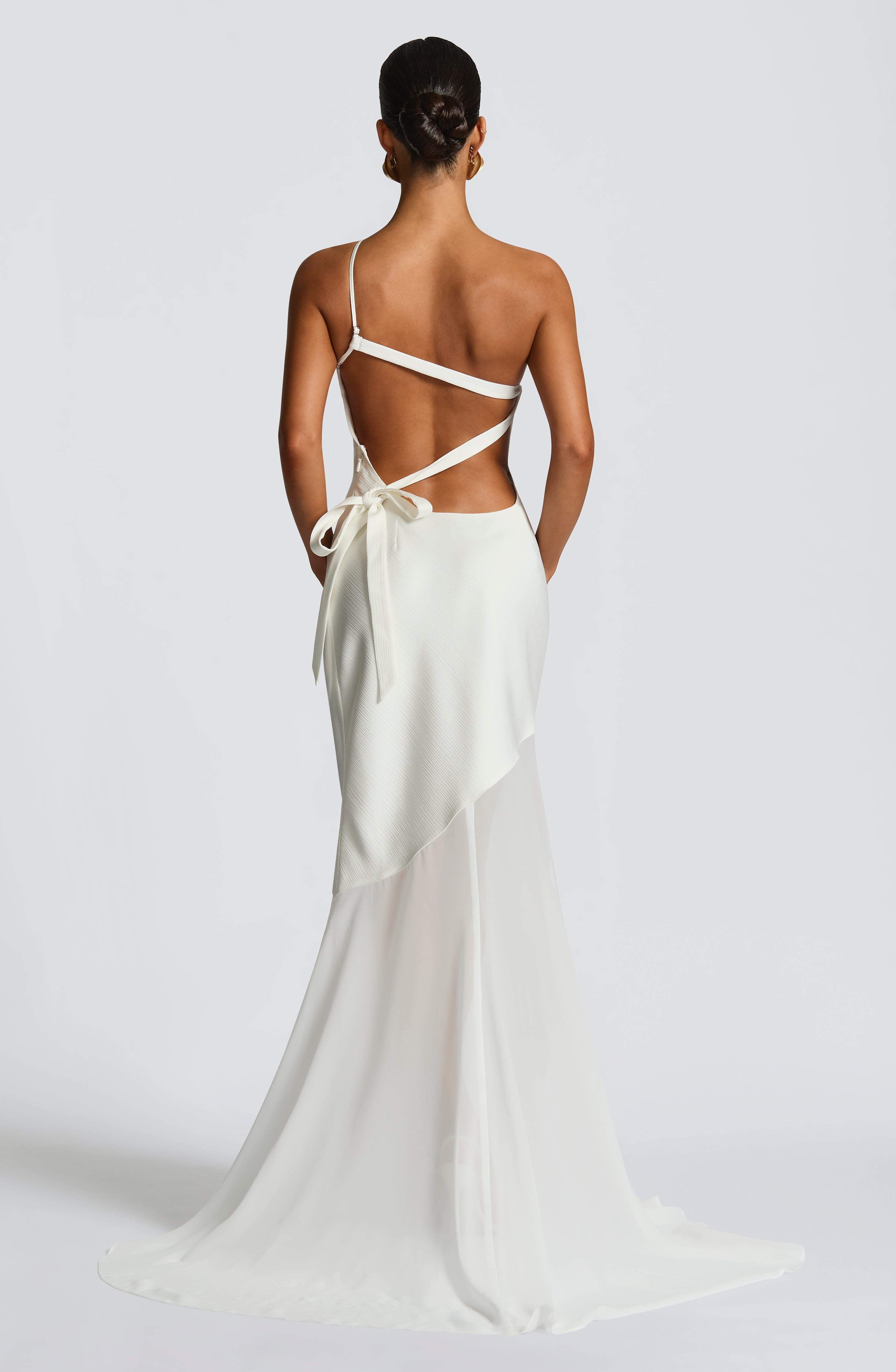 Ivory Grace Asymmetric Fishtail Gown