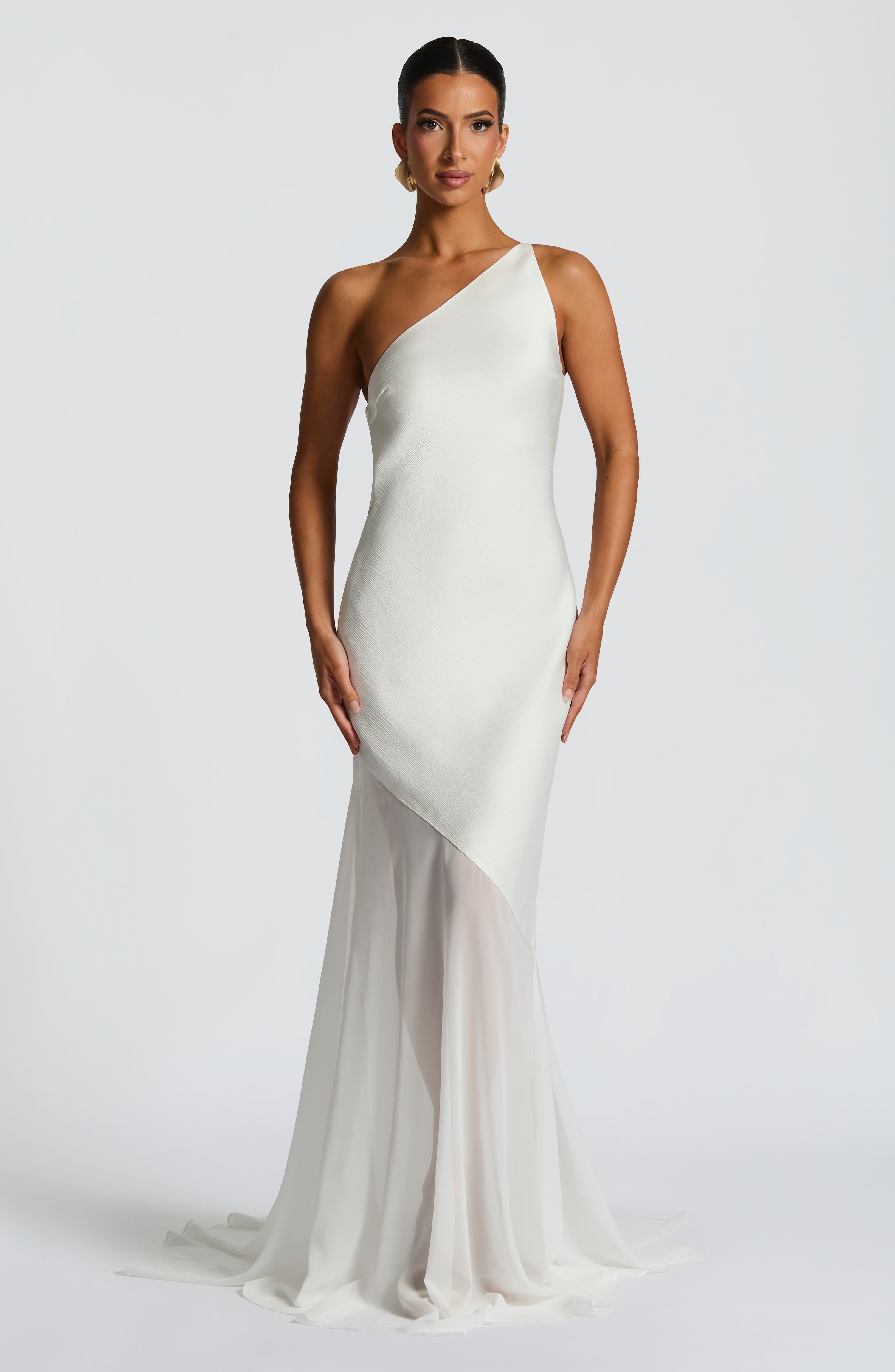 Ivory Grace Asymmetric Fishtail Gown