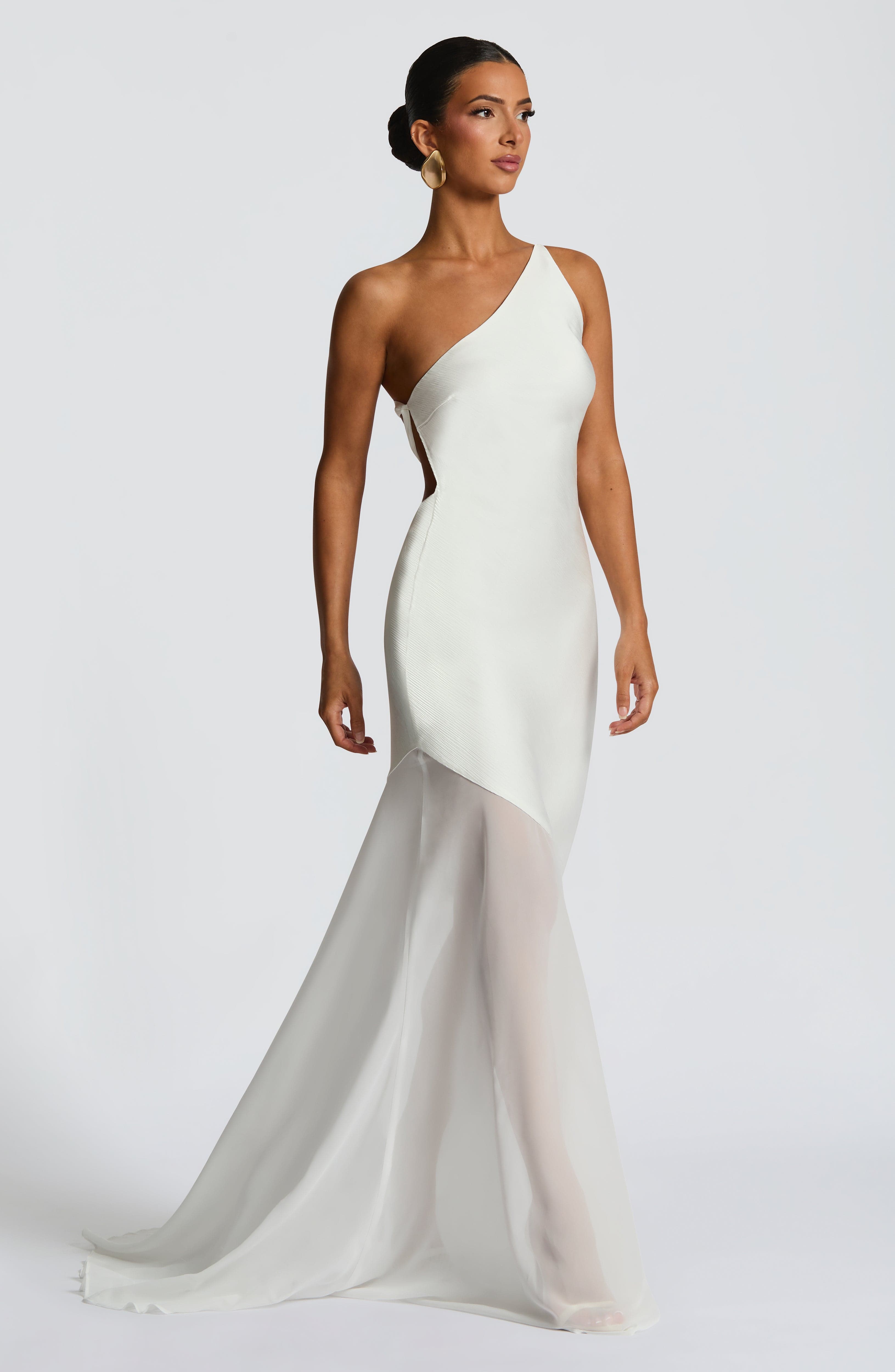 Ivory Grace Asymmetric Fishtail Gown