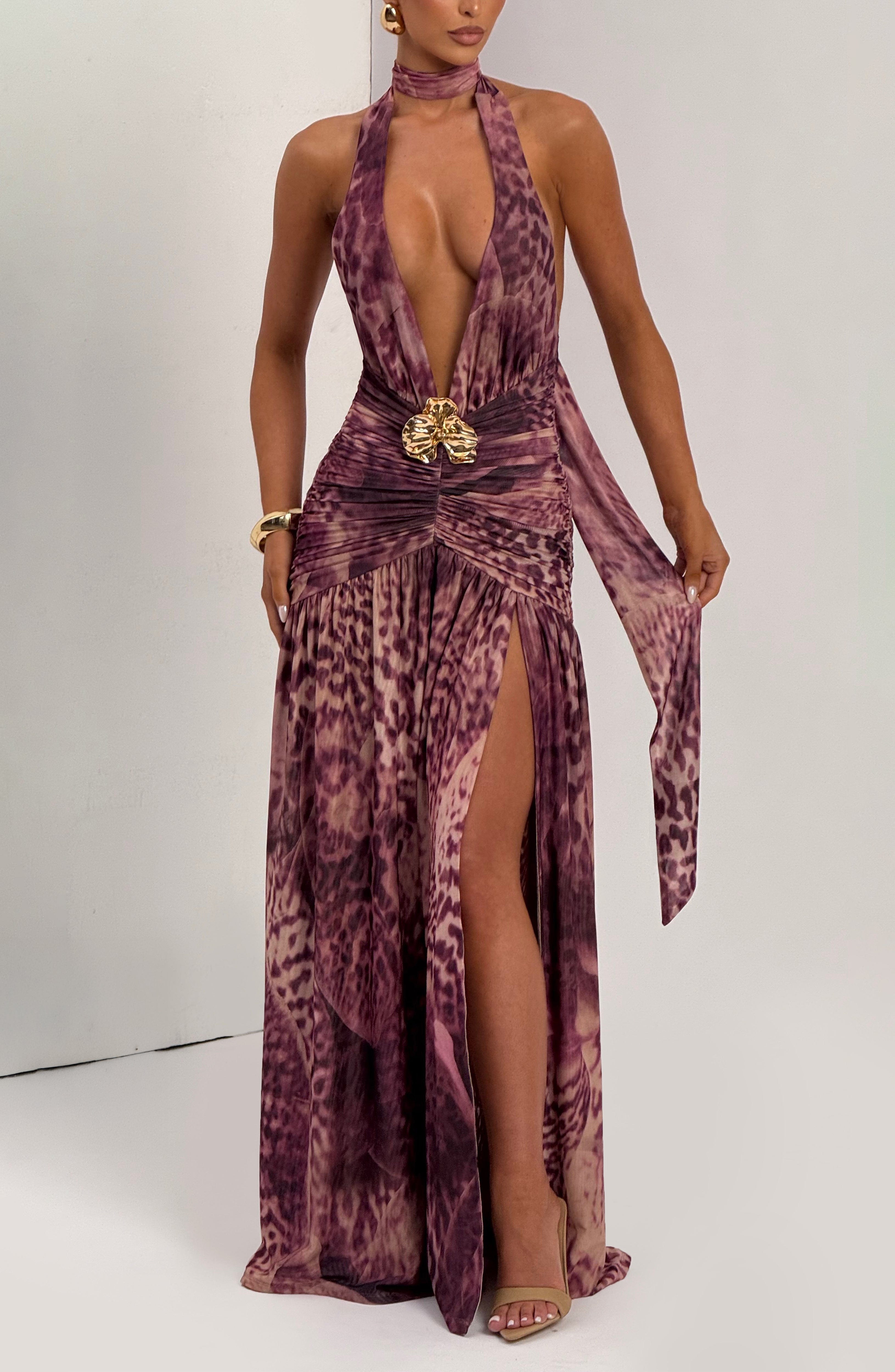 Magenta Orchid Melania Mesh Maxi