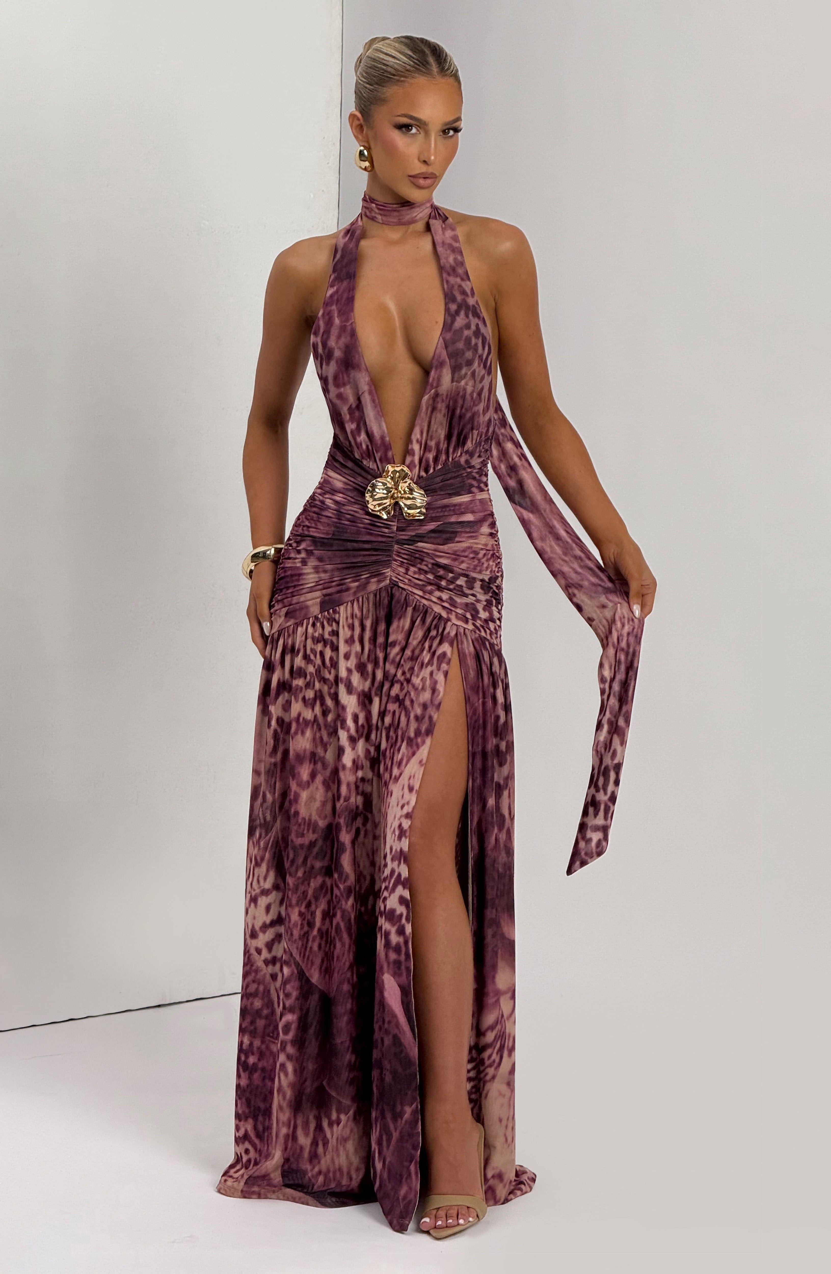 Magenta Orchid Melania Mesh Maxi