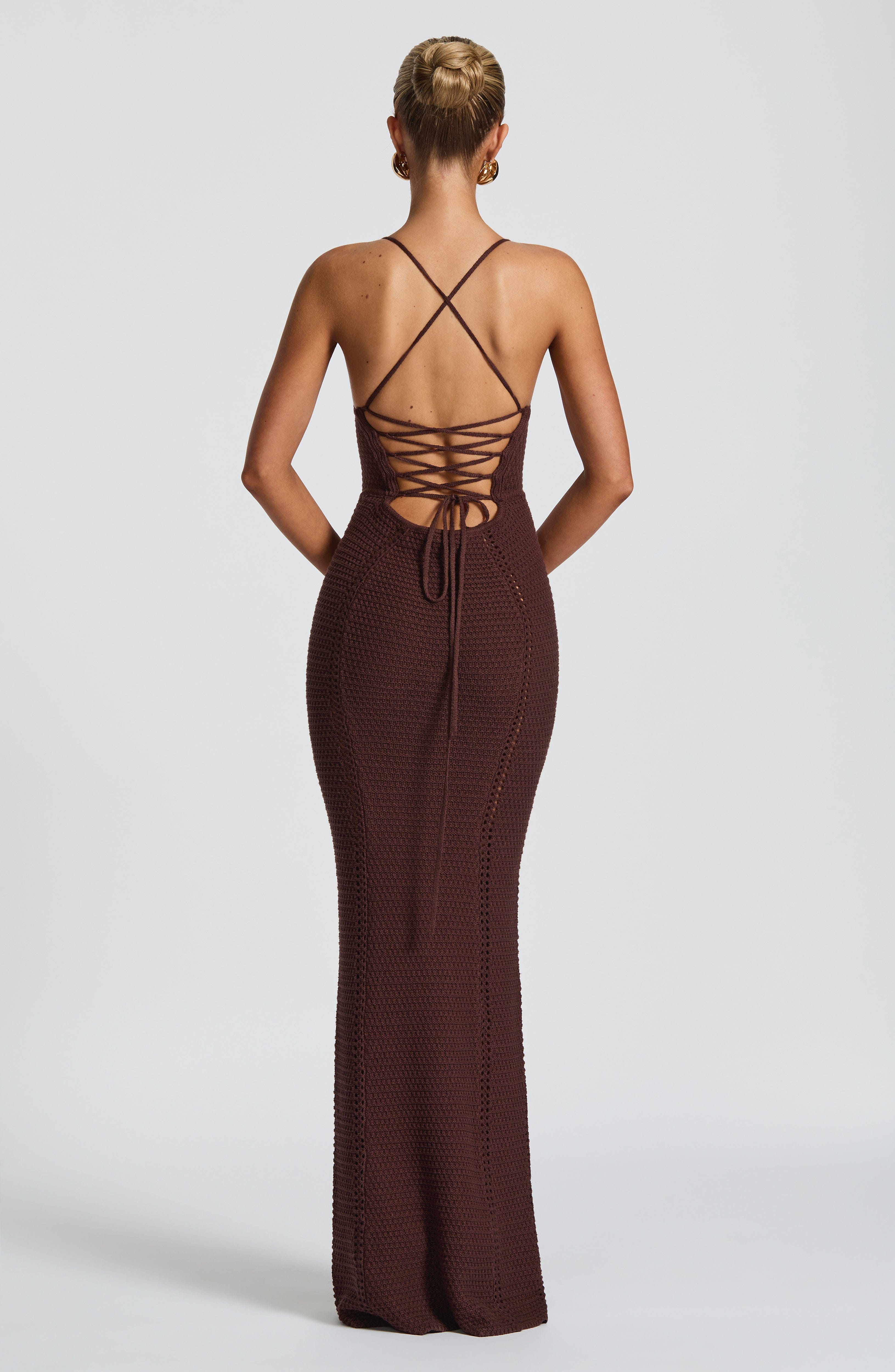 Plum Whimsy Crochet Maxi Dress