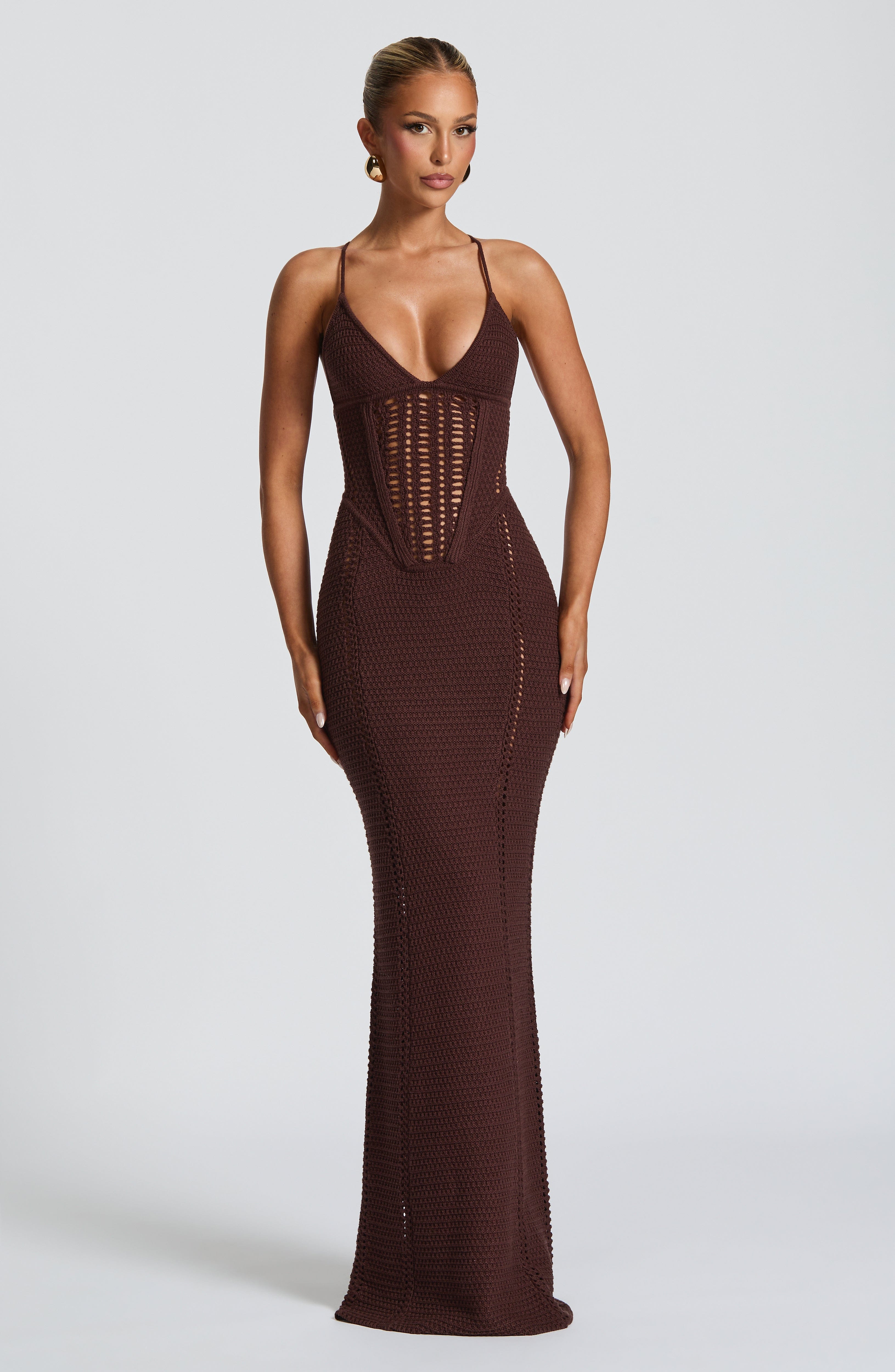 Plum Whimsy Crochet Maxi Dress