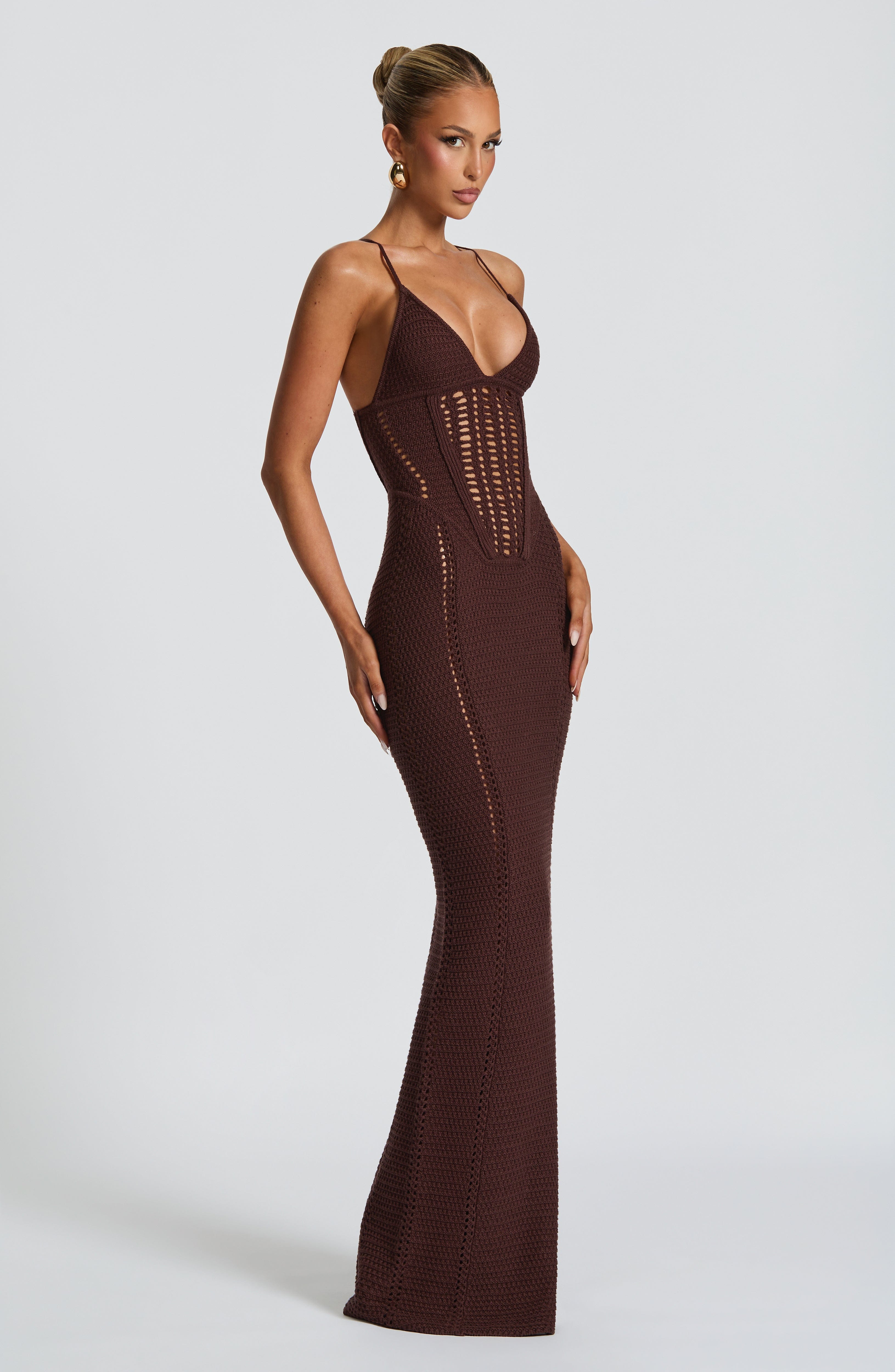 Plum Whimsy Crochet Maxi Dress