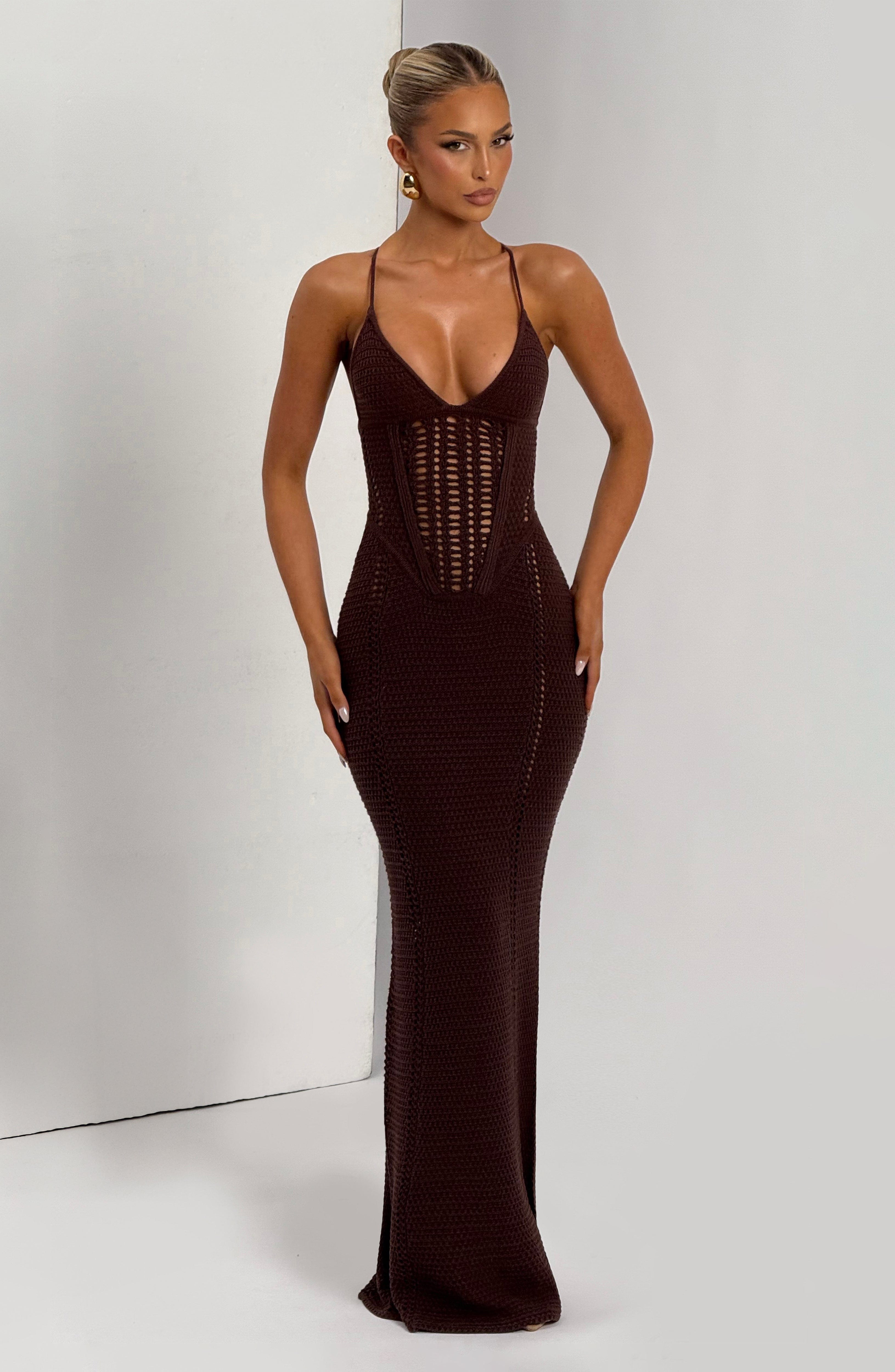Plum Whimsy Crochet Maxi Dress
