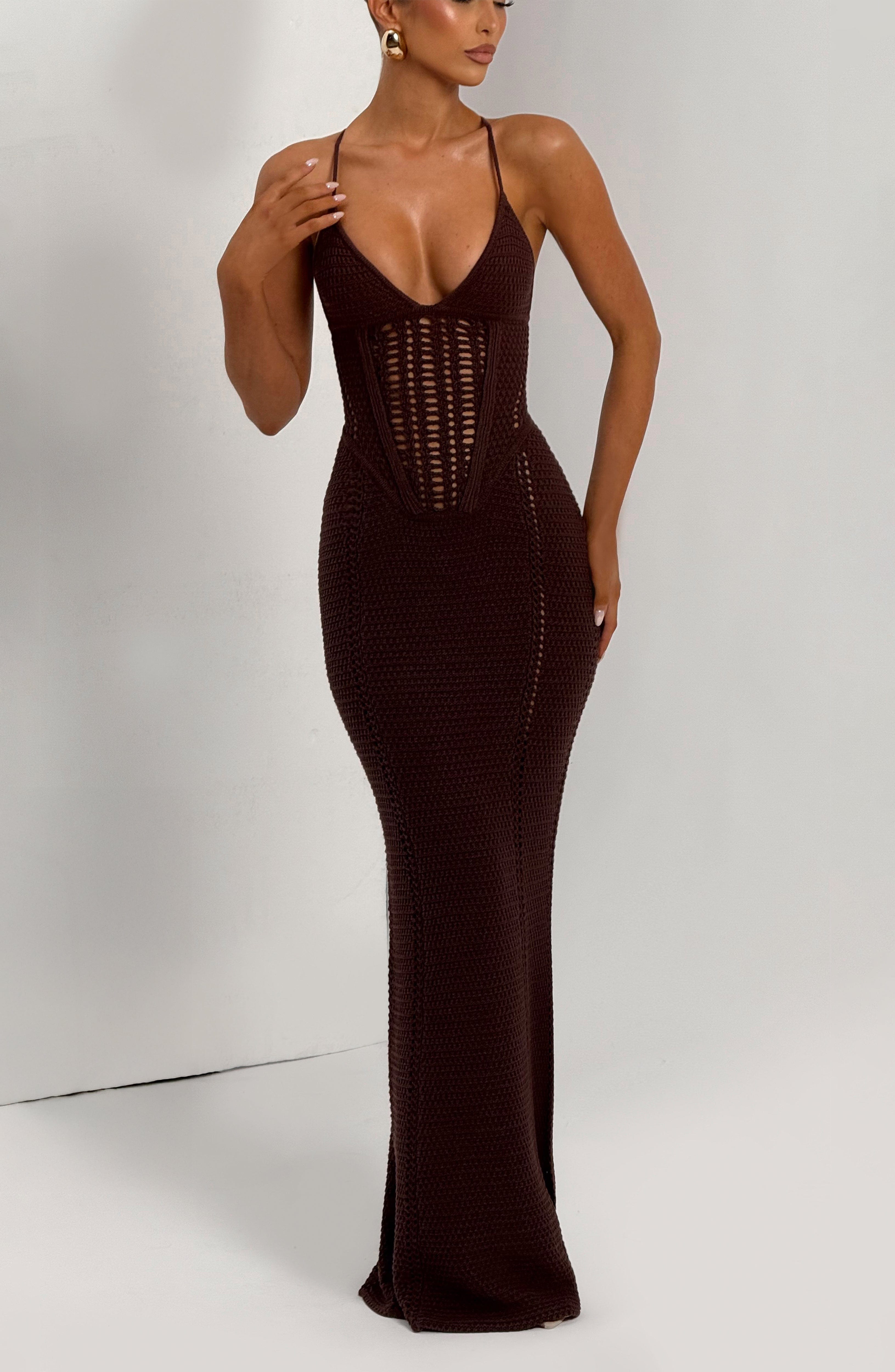 Plum Whimsy Crochet Maxi Dress